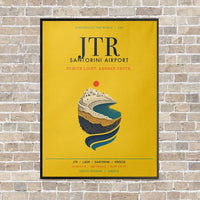 Thumbnail for Santorini Airport JTR vertical canvas print - framed - yellow background