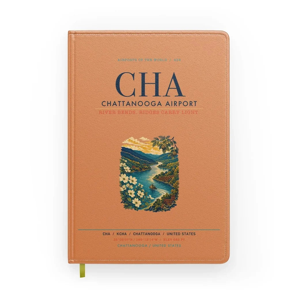 Chattanooga Airport (CHA) design on orange notebook