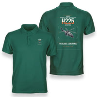 Thumbnail for Airbus H225 design on green double-side polo t-shirt, double-side print