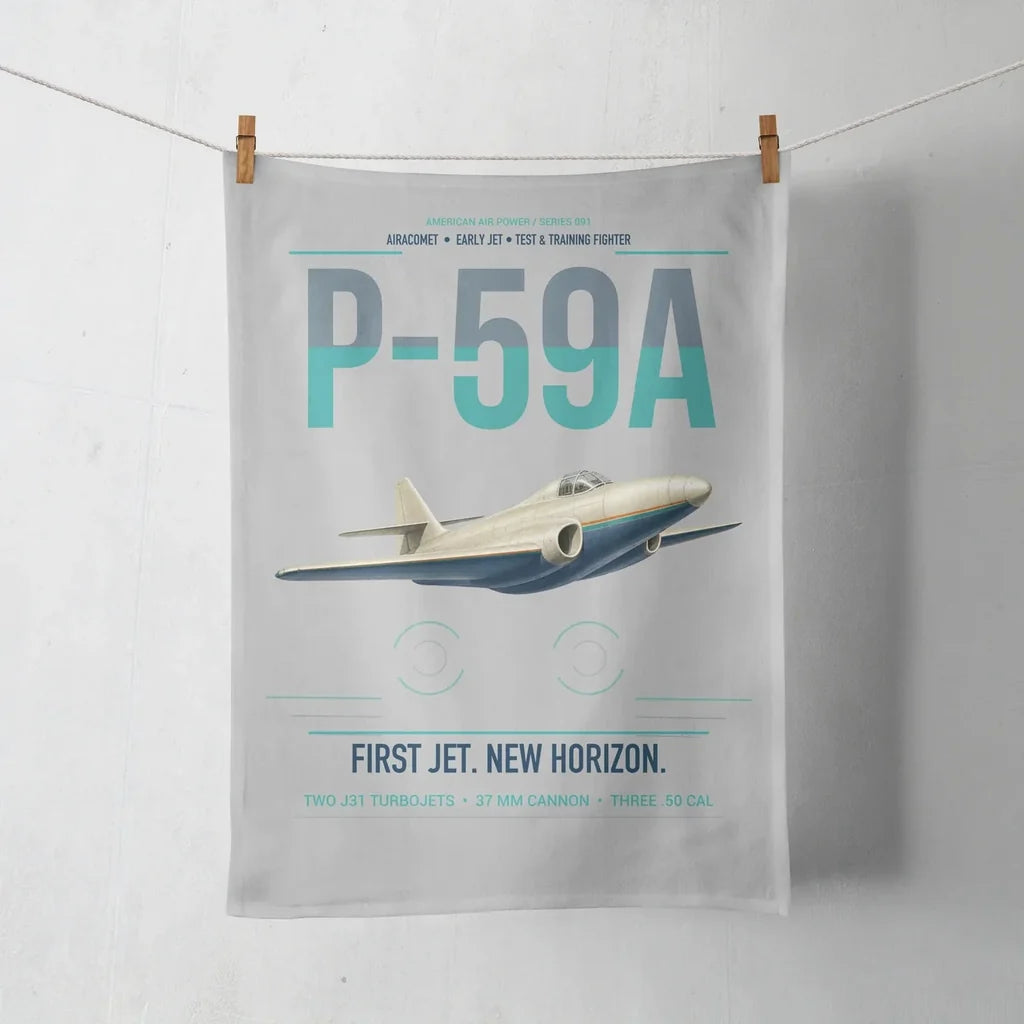 P-59A Airacomet design on light gray towel