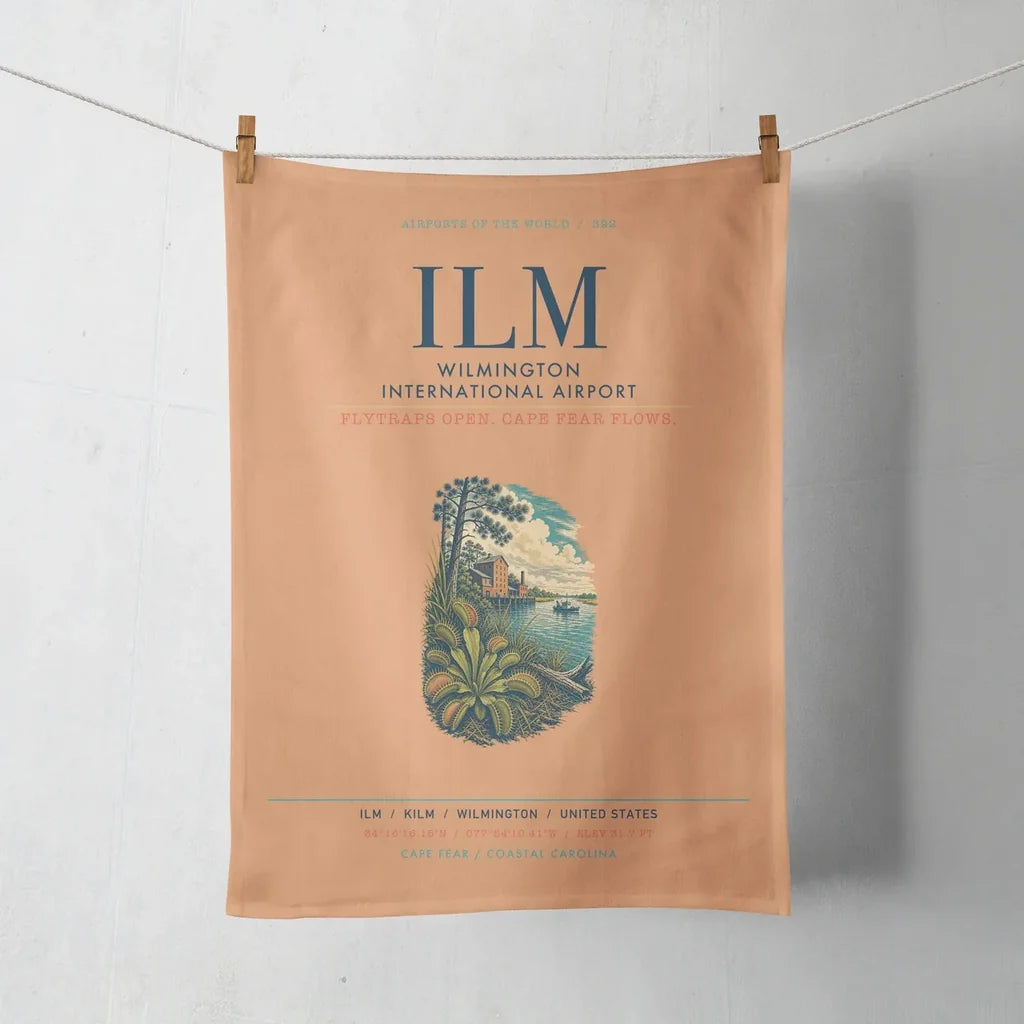 Wilmington International Airport (ILM) design on orange towel