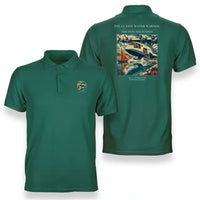 Thumbnail for VINTAGE G4280 - The Glassy Water Warning - Double-Side Polo T-Shirt design on green