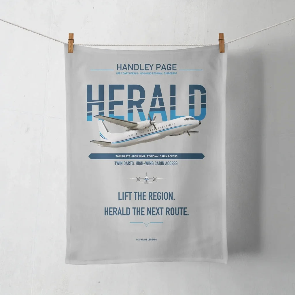 Handley Page HPR.7 Dart Herald design on light gray towel