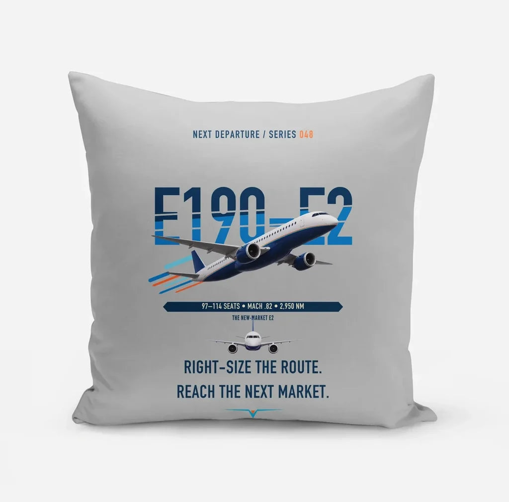 Embraer E190-E2 design on light gray pillow
