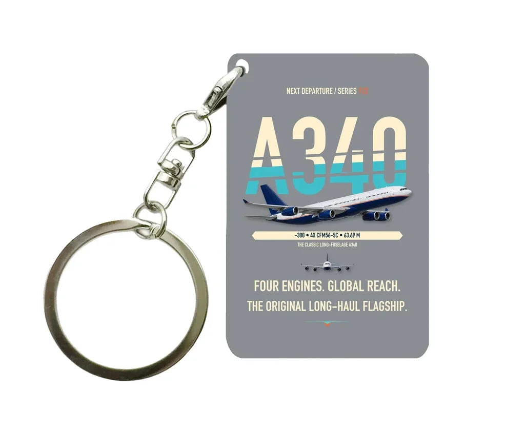 Airbus A340-300 Key Chain design on gray key chain