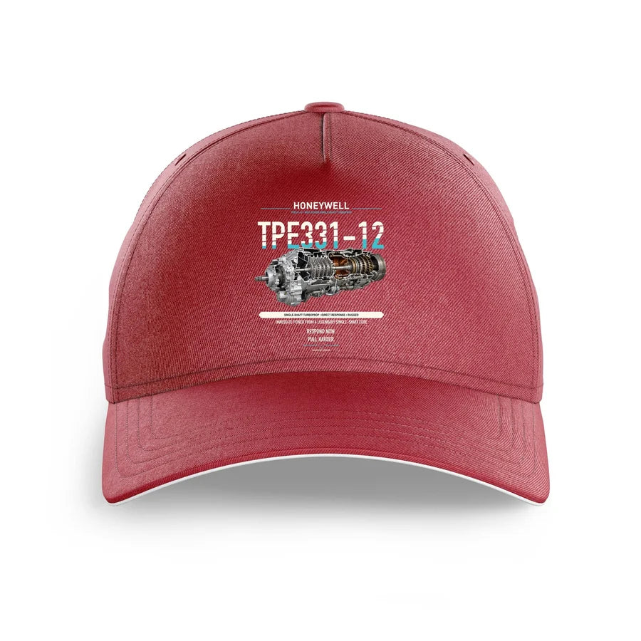 TPE331-12 design on dark red printed hat