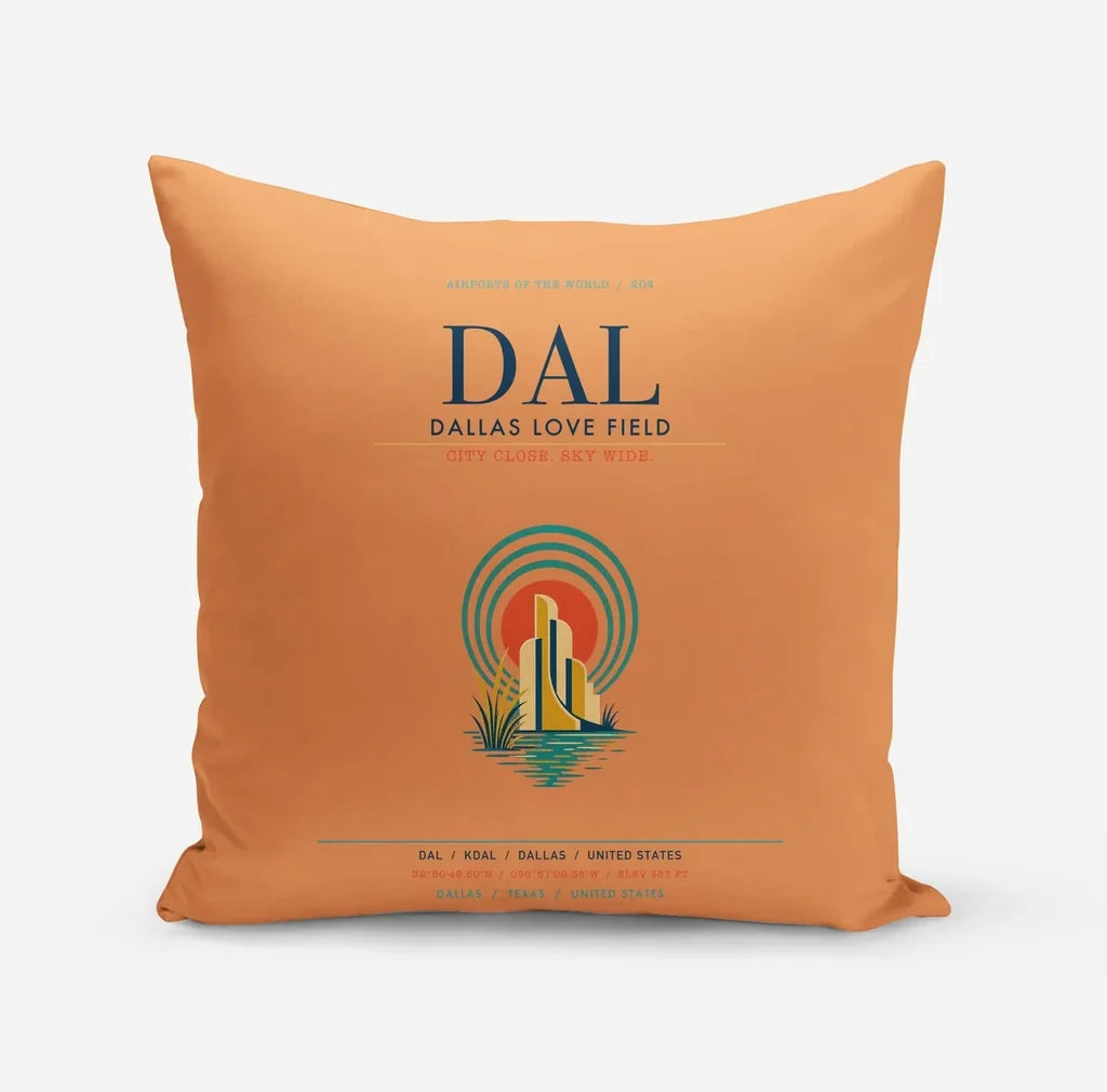 Dallas Love Field (DAL) design on orange pillow