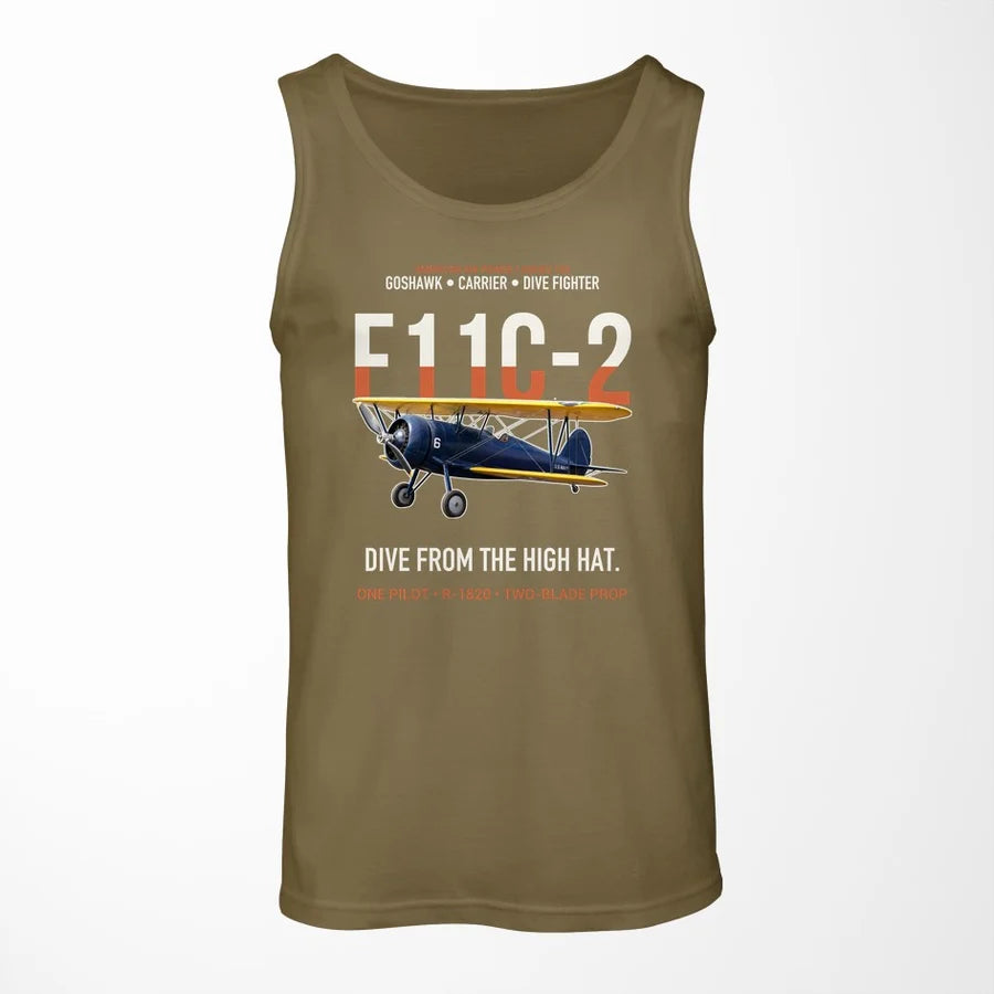 F11C-2 Goshawk Dive from the High Hat design on green army tank top