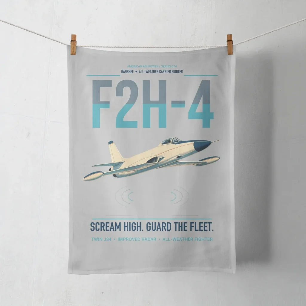 F2H-4 Banshee design on light gray towel