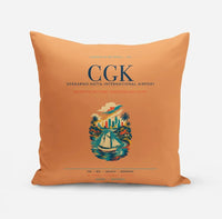 Thumbnail for Jakarta Soekarno-Hatta International Airport (CGK) design on orange pillow