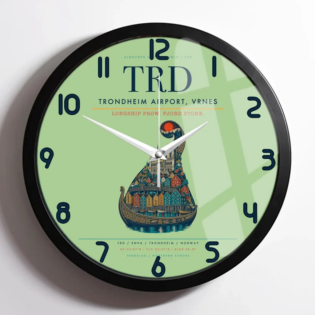 Trondheim Airport Vrnes TRD Wall-Clock Framed - Light Green