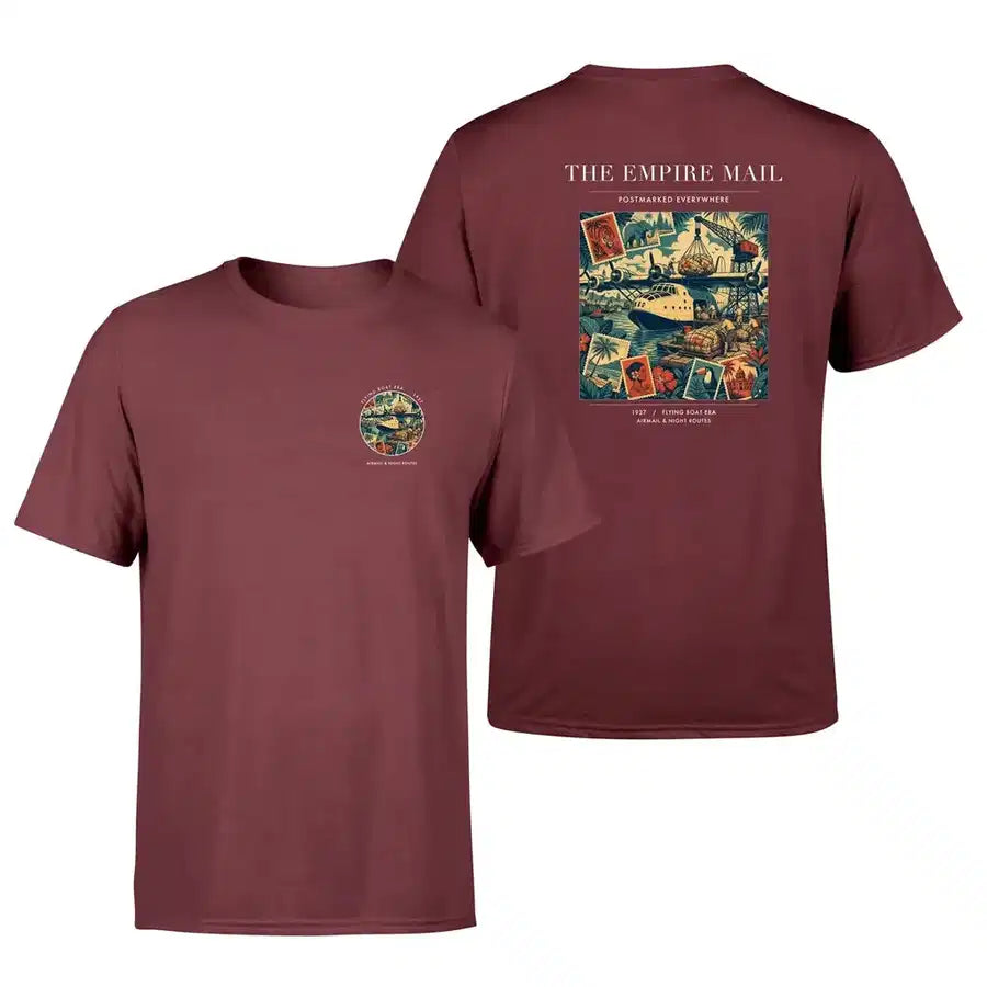VINTAGE G4073 - The Empire Mail - Double-Side T-Shirt design on darkred double side t shirt