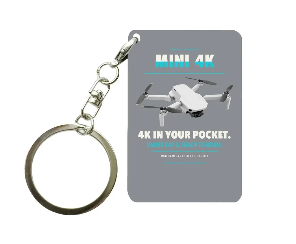 DJI Mini 4K Key Chain design on gray key chain