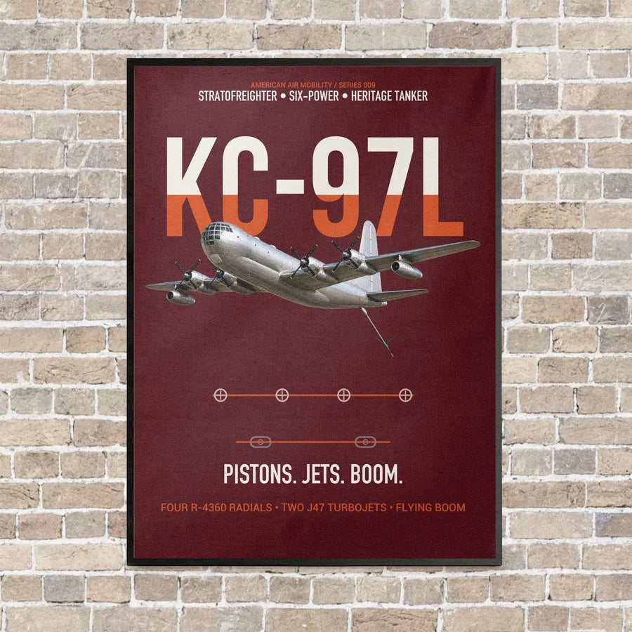 KC-97L STRATOFREIGHTER vertical canvas print - framed - dark red background