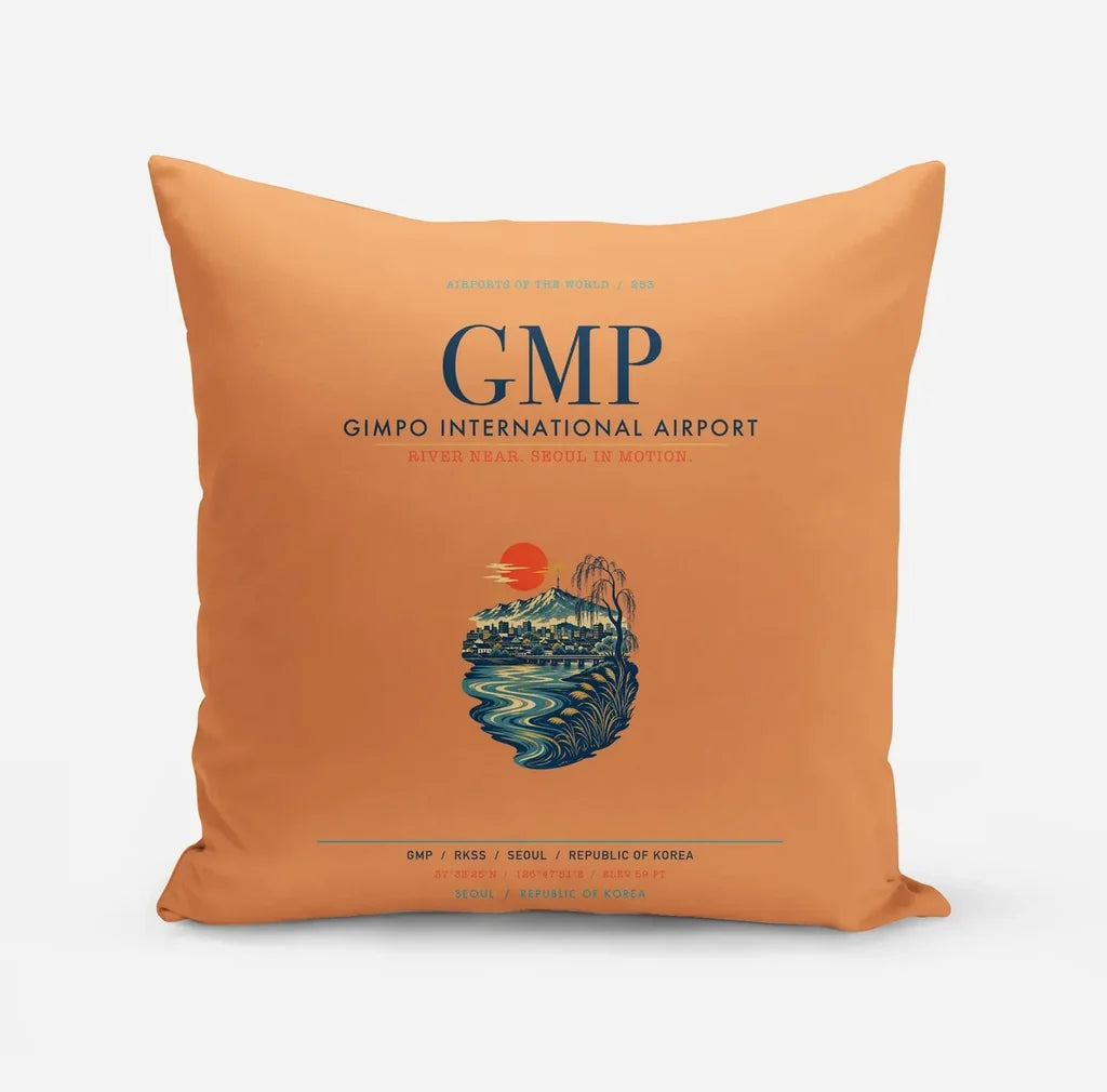 Gimpo International Airport (GMP) design on orange pillow