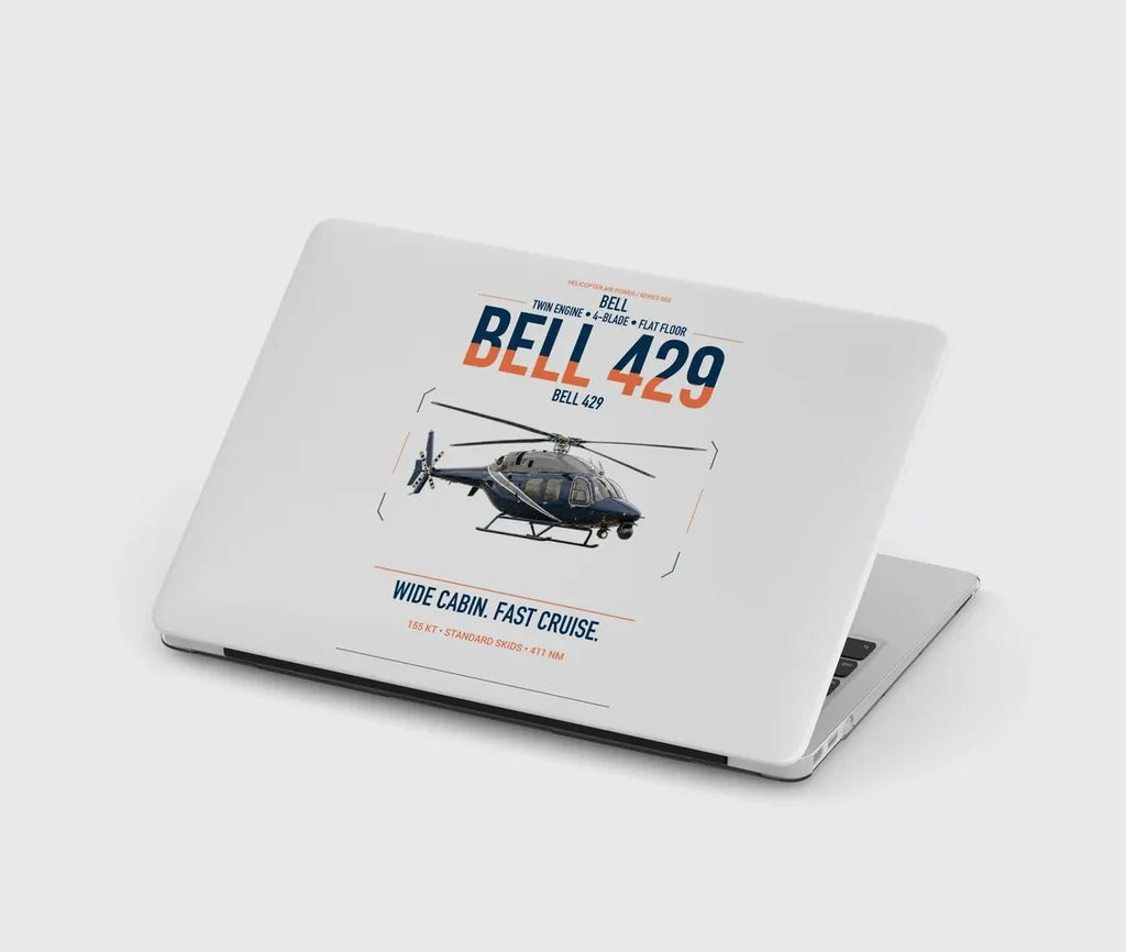 Bell 429 design on light gray MacBook case