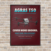 Thumbnail for DJI Agras T50 vertical canvas print - framed - dark red background