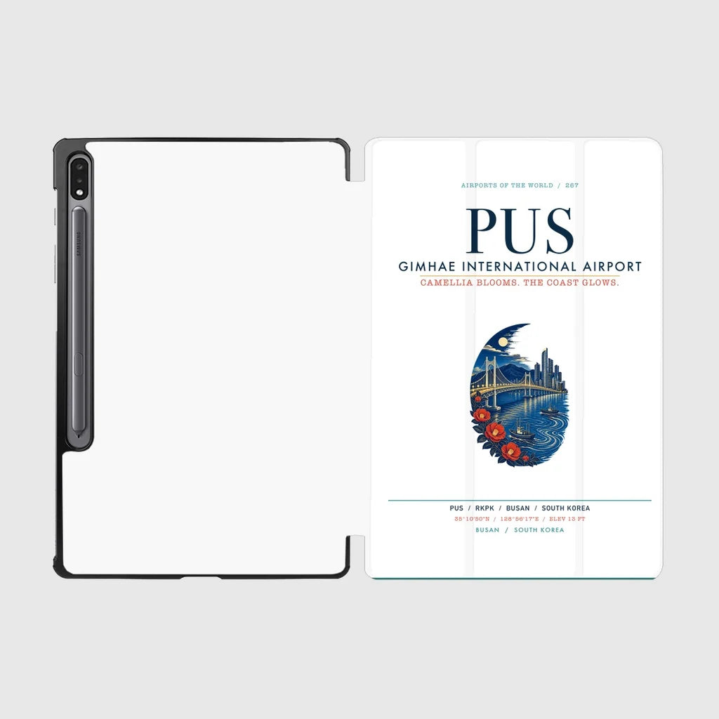 Gimhae International Airport Busan (PUS) design on white samsung tablet tablet case