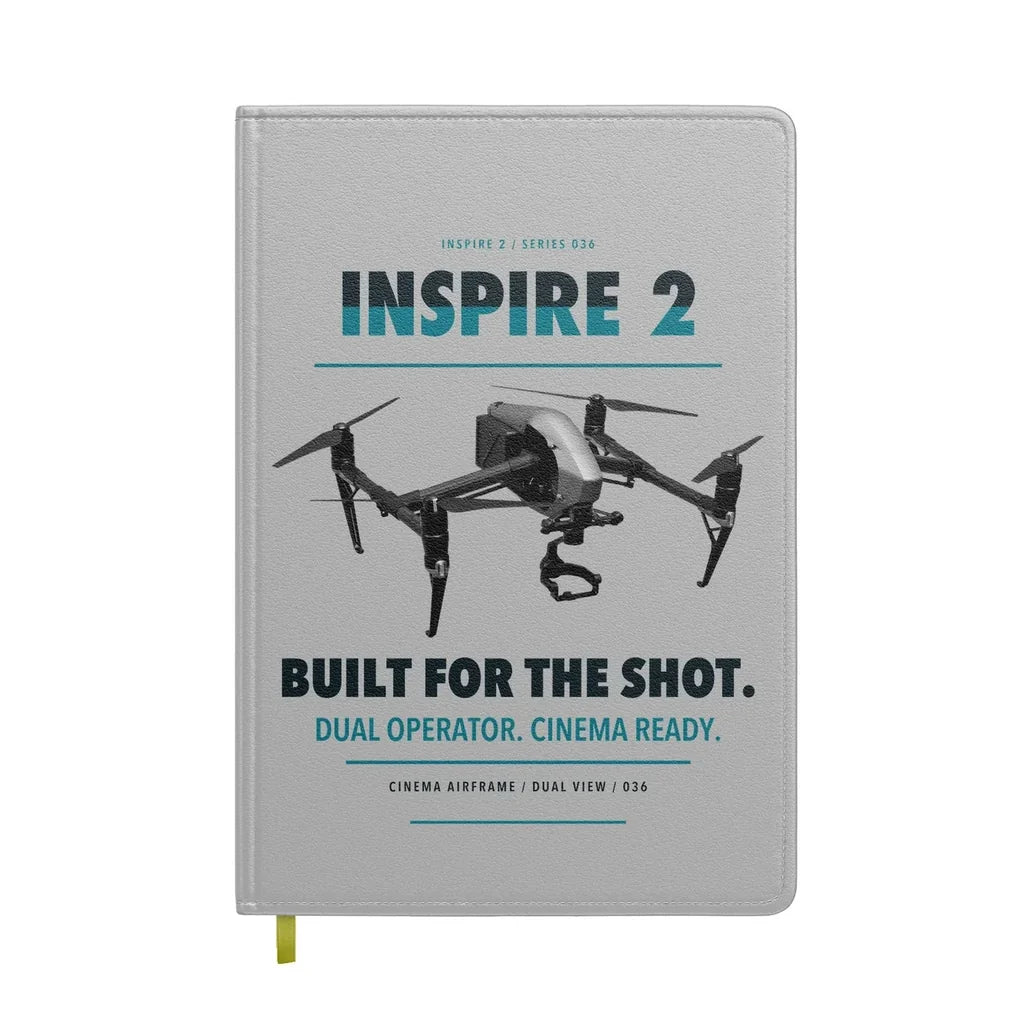 DJI Inspire 2 design on light gray notebook