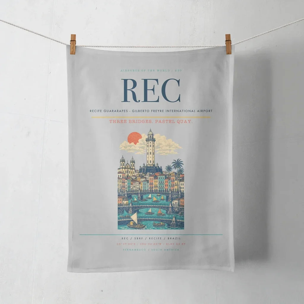 Recife Guararapes (REC) design on light gray towel