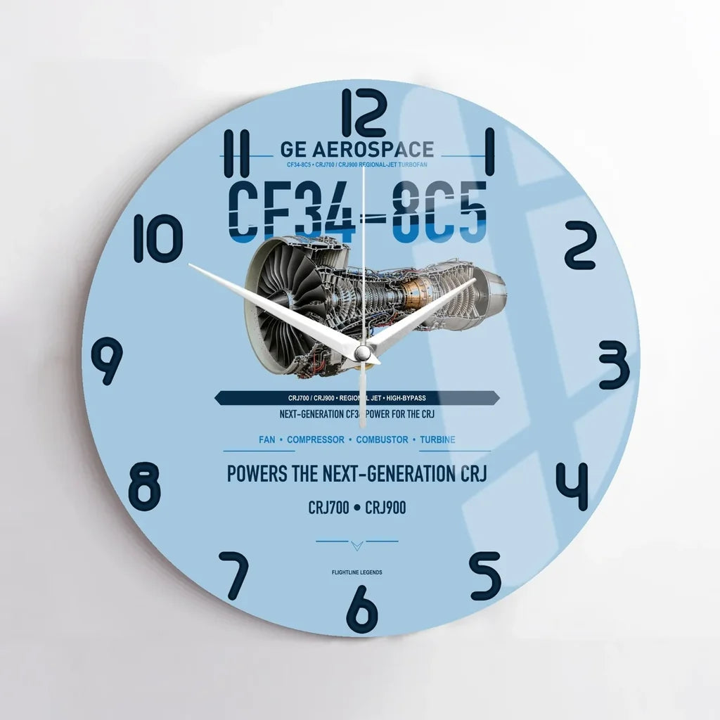 CF34-8C5 design on light blue no frame wall clock