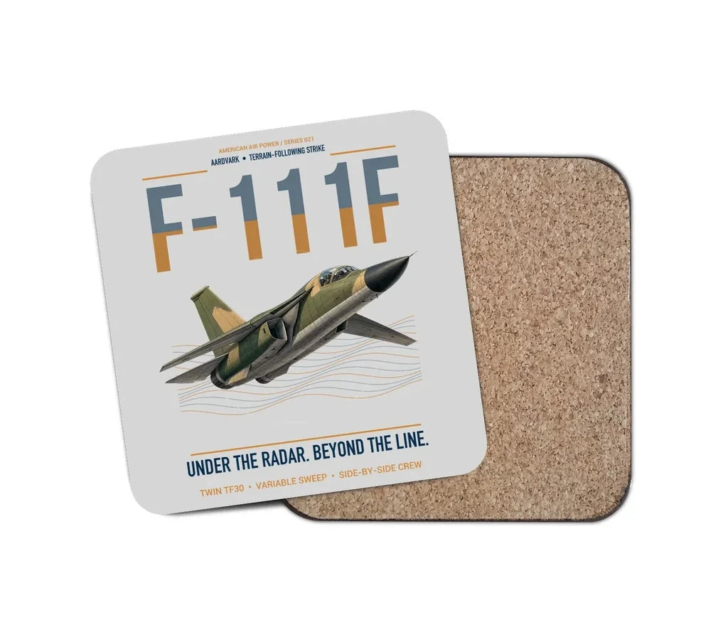 F-111F Aardvark design on light gray 1 piece coaster