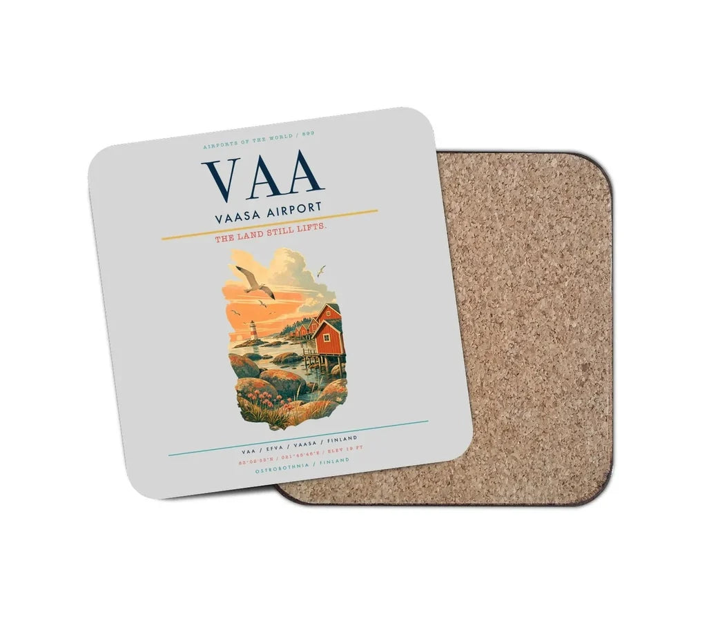 Vaasa Airport (VAA) design on light gray 1 piece coaster