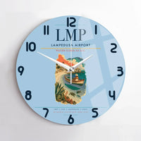 Thumbnail for Lampedusa Airport (LMP) design on light blue no frame wall clock
