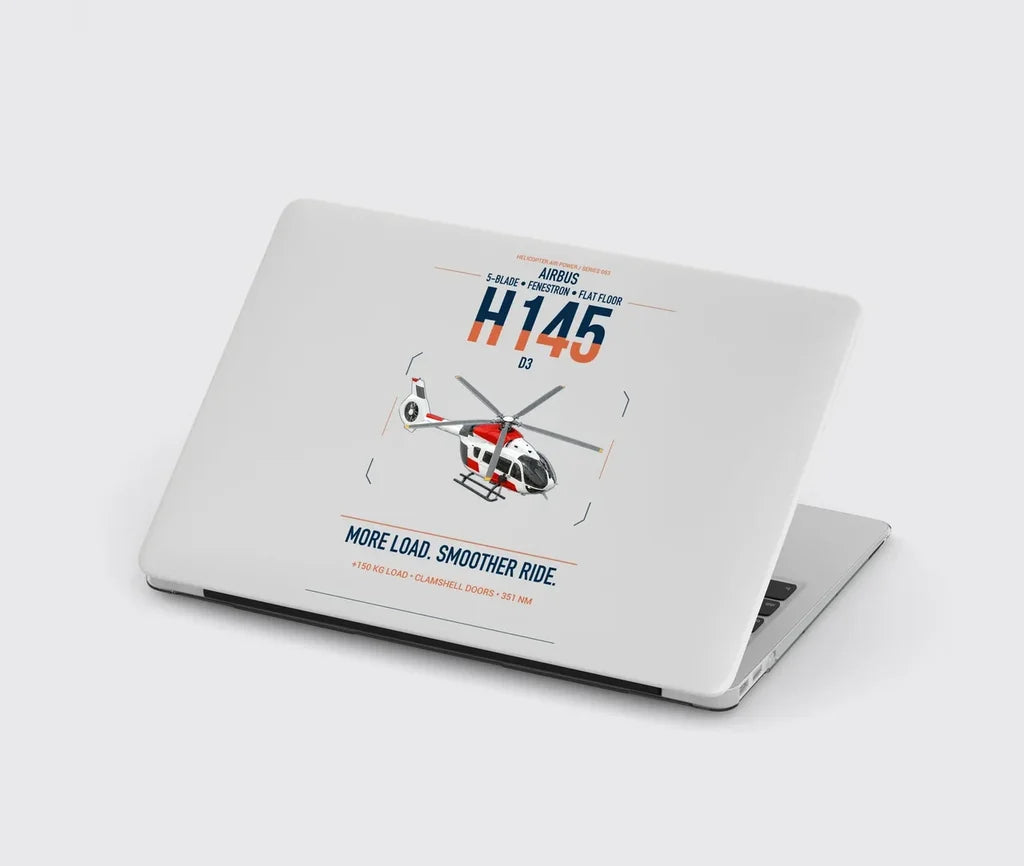Airbus H145 D3 design on light gray MacBook case