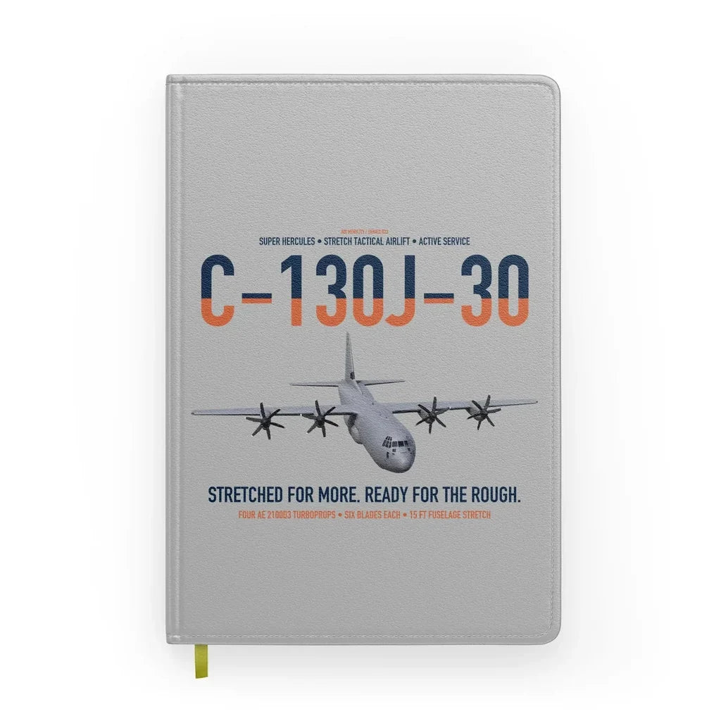C-130J-30 Super Hercules design on light gray notebook