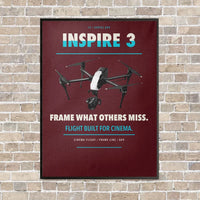 Thumbnail for DJI Inspire 3 vertical canvas print - framed - dark red background