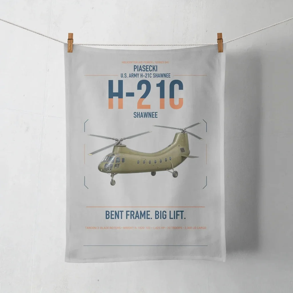 Piasecki H-21C Shawnee design on light gray towel
