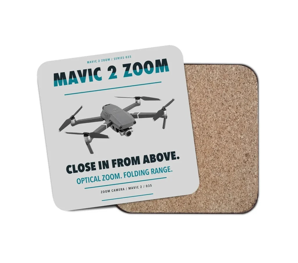 DJI Mavic 2 Zoom design on light gray 1 piece coaster