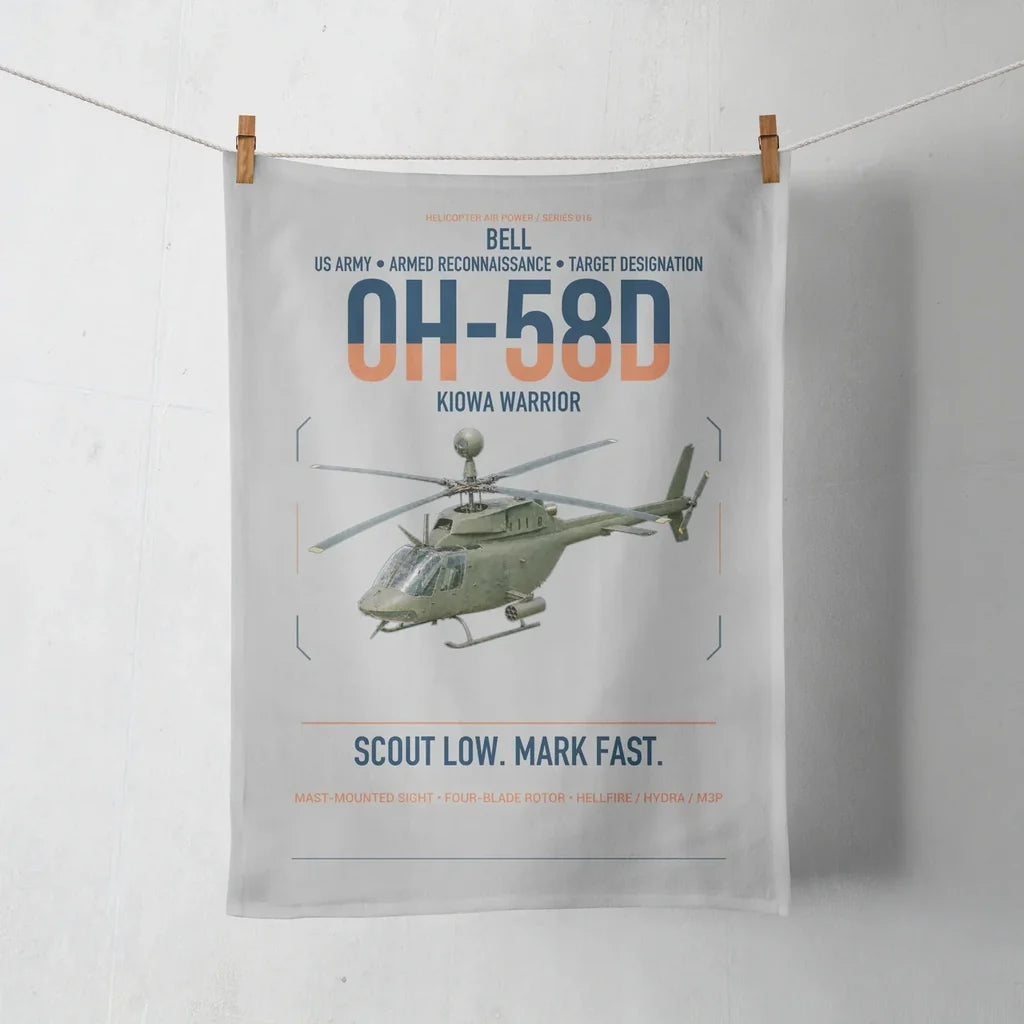 Bell OH-58D Kiowa Warrior design on light gray towel