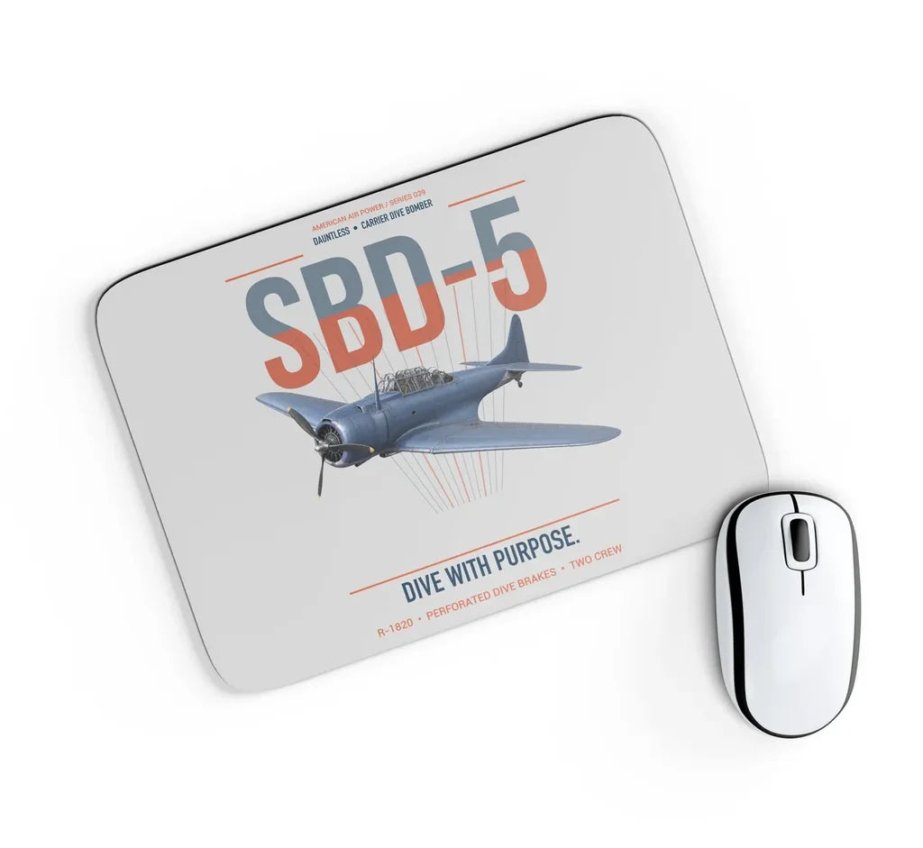 SBD-5 Dauntless design on light gray rectangle mouse pad