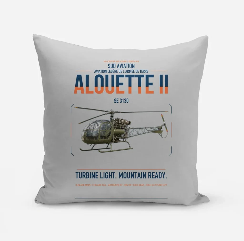 Sud Aviation SE 3130 Alouette II design on light gray pillow