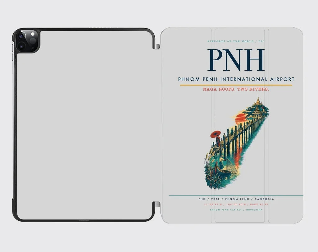 Phnom Penh International Airport (PNH) design on light gray ipad tablet case
