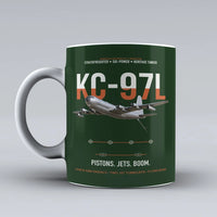Thumbnail for KC-97L STRATOFREIGHTER design on dark green ceramic mug, double-side print