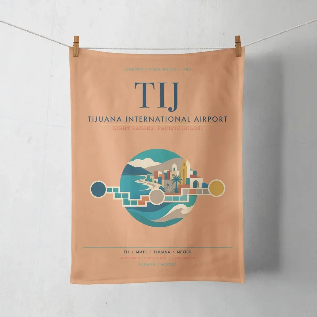 Tijuana International Airport (TIJ) design on orange towel