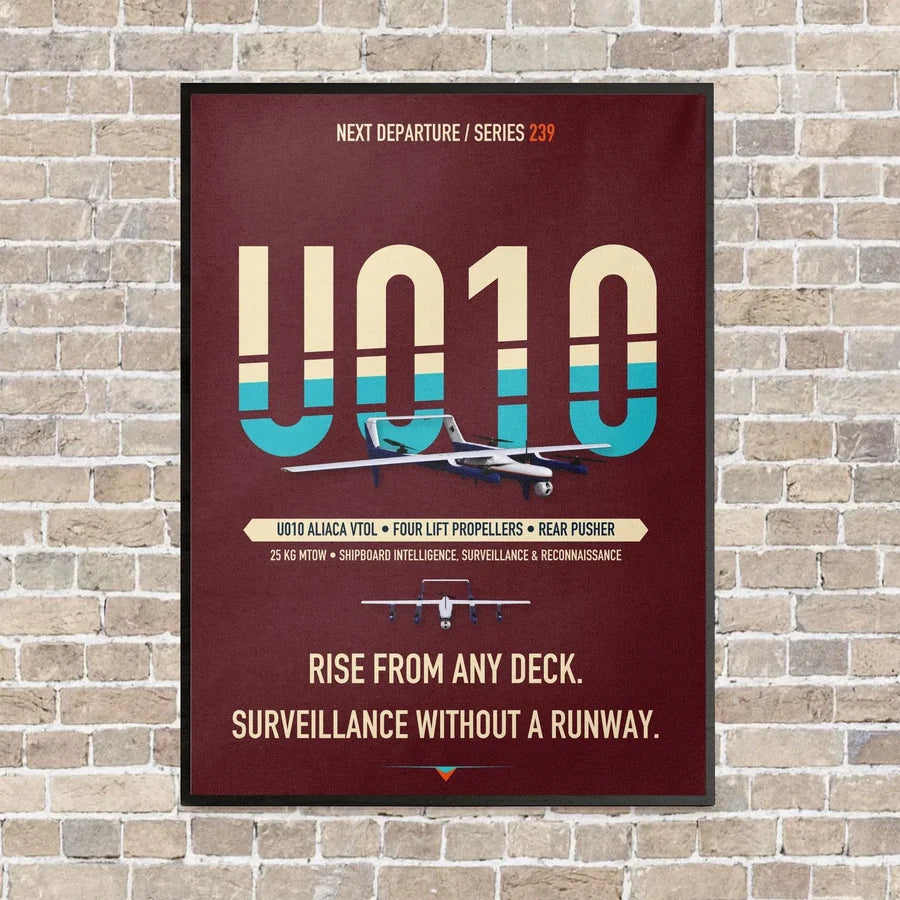 Airbus U010 Aliaca VTOL vertical canvas print - framed - dark red background