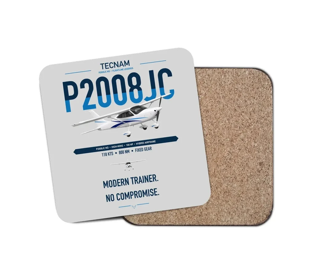 Tecnam P2008JC NG design on light gray 1 piece coaster