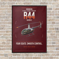 Thumbnail for Robinson R44 Raven II vertical canvas print - framed - dark red background
