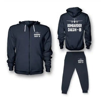 Thumbnail for Bombardier Dash-8 & Plane Zipped Hoodie - Dark Blue