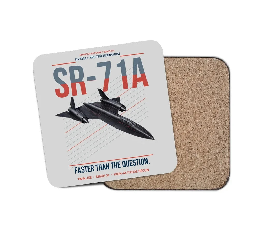 SR-71A Blackbird design on light gray 1 piece coaster