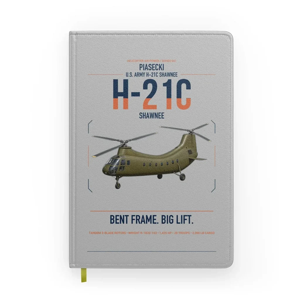 Piasecki H-21C Shawnee design on light gray notebook