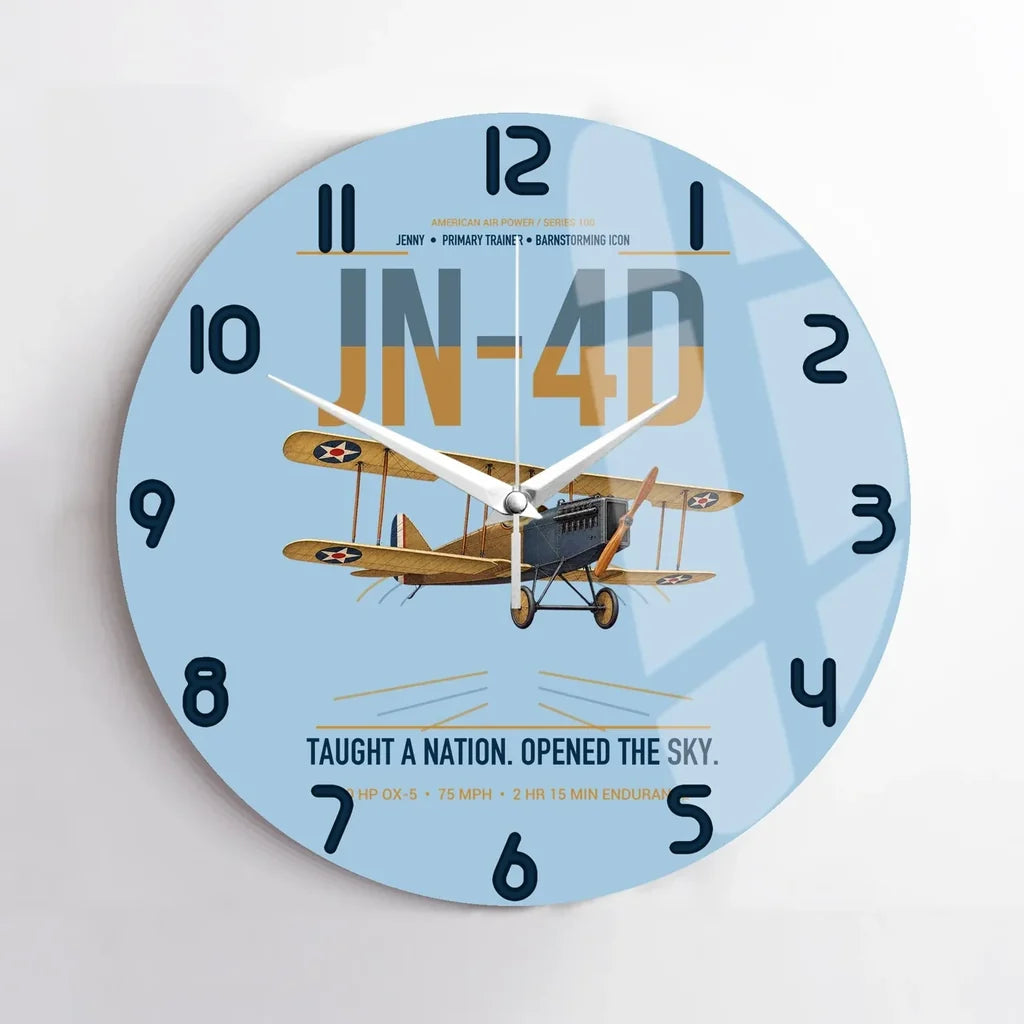Curtiss JN-4D Jenny design on light blue no frame wall clock
