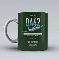 Thumbnail for Diamond DA42-VI design on dark green ceramic mug, double-side print