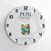 Thumbnail for Port Moresby International Airport (POM) design on light gray no frame wall clock