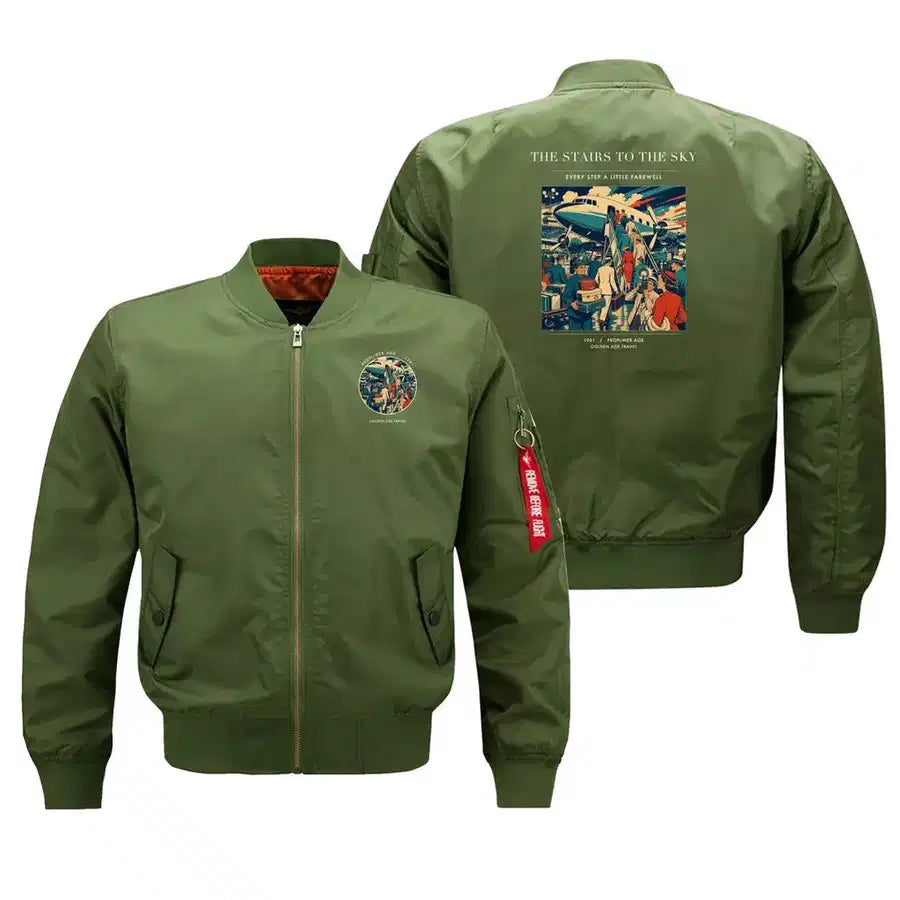 VINTAGE G4214 - The Stairs To The Sky - Bomber Jacket design on green