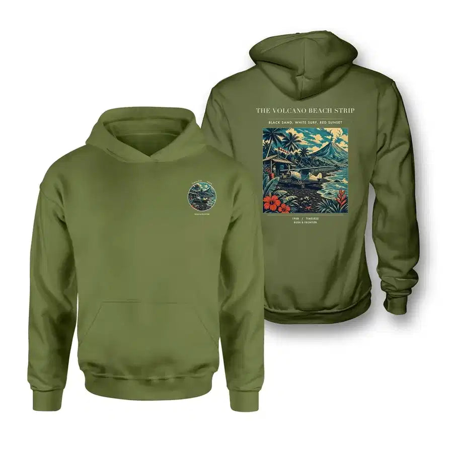 VINTAGE G4405 - The Volcano Beach Strip - Double-Side Hoodie design on greenarmy double side